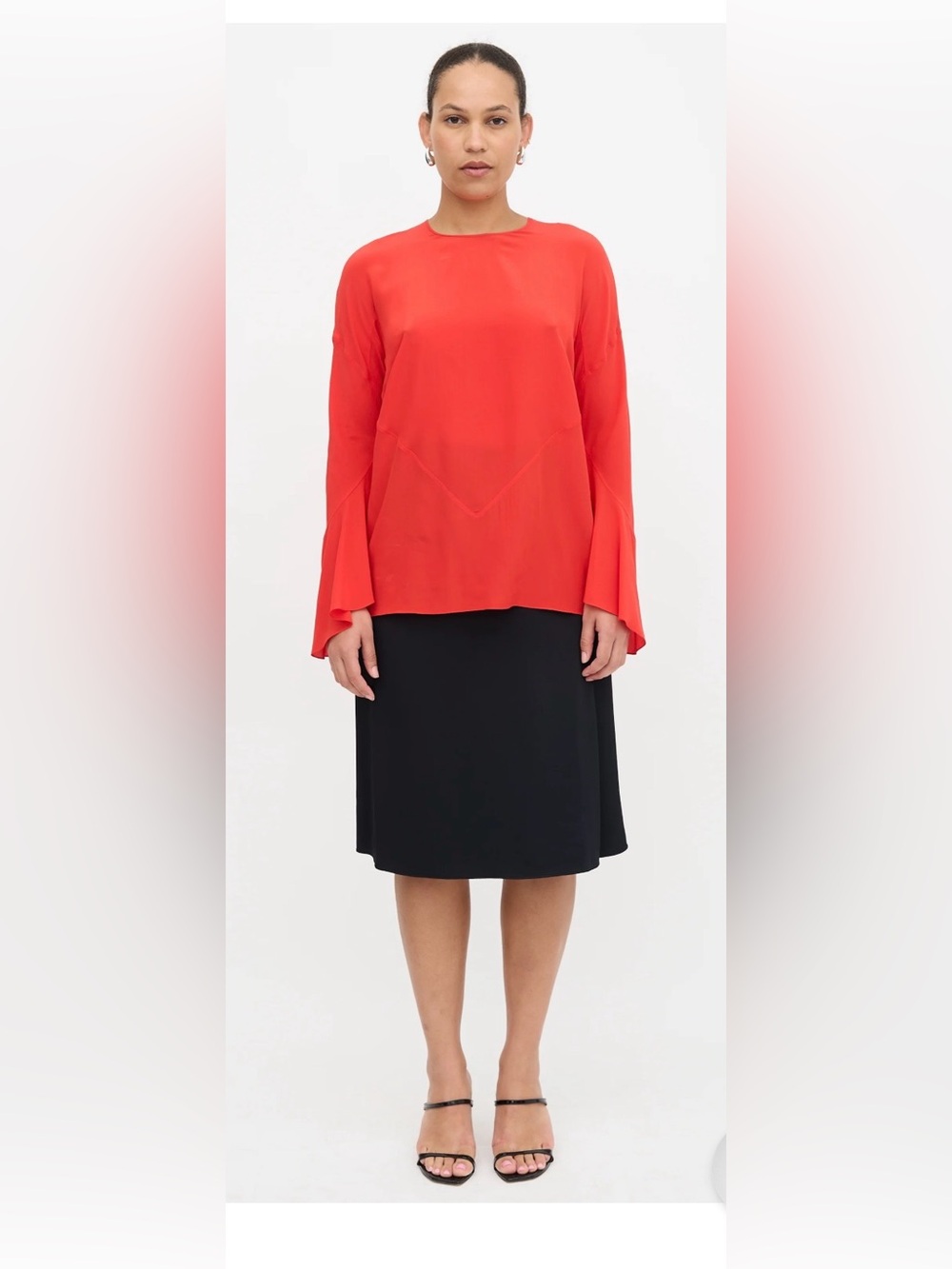 GIVENCHY Red Bell sleeve silk blouse 38